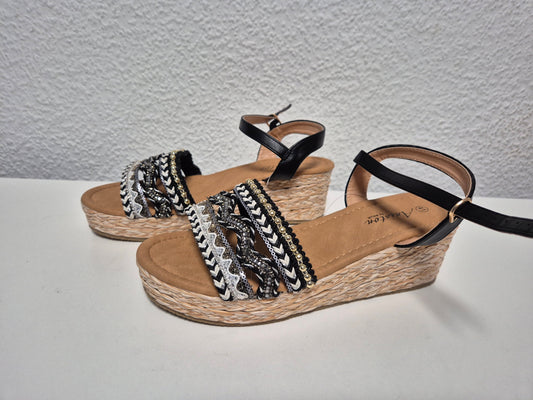 ANISTON SHOES Keilsandalette Sandale, Pailletten, schwarz, Gr. 41