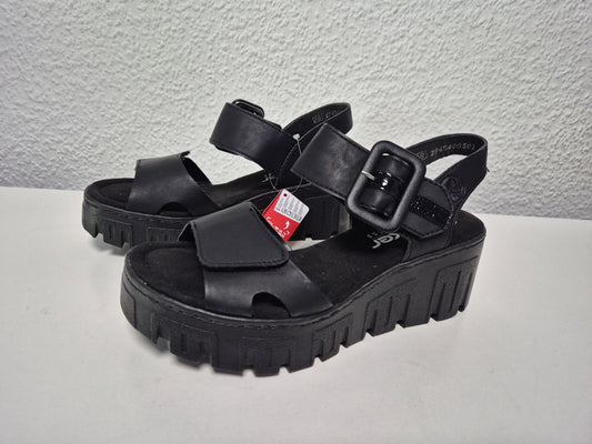 RIEKER Sandalette mit Keilabsatz, schwarz, Gr. 38