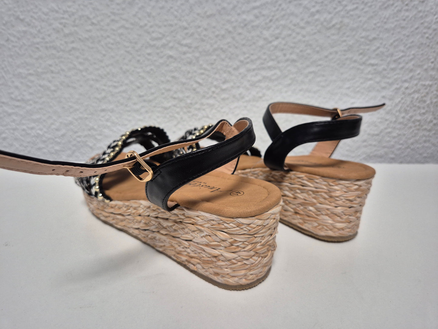ANISTON SHOES Keilsandalette Sandale, Pailletten, schwarz, Gr. 41