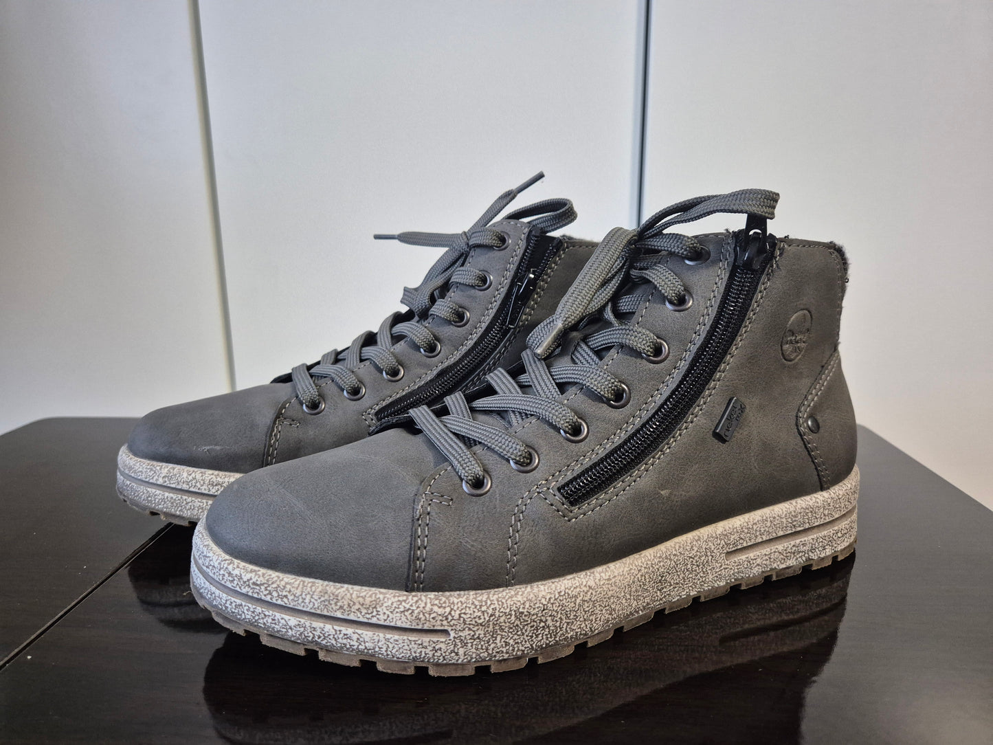 RIEKER Schnürboots mit zwei Reißverschlüsse grau Gr. 40