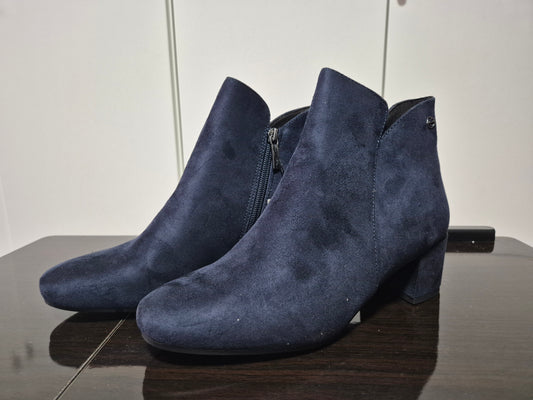Tamaris Cika Stiefelette Ankleboots mit Blockabsatz blau Gr. 39