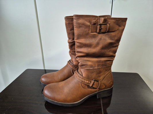 RIEKER Boots, Blockabsatz mit slouchy-Schaft braun Gr. 39